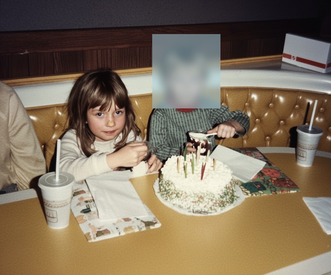 S.K. Lopossa as a child, celebrating a birthday